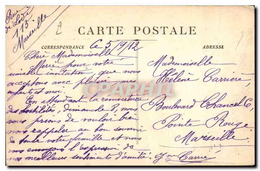CPA Marseille Fort St Nicolas  — Verso