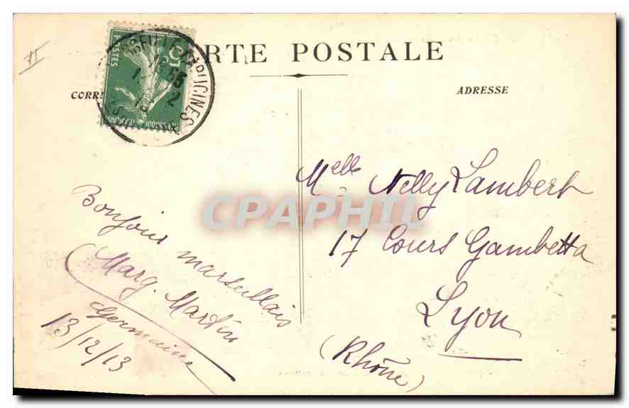 CPA Marseille La Jetee par un jour de Mistral  — Verso