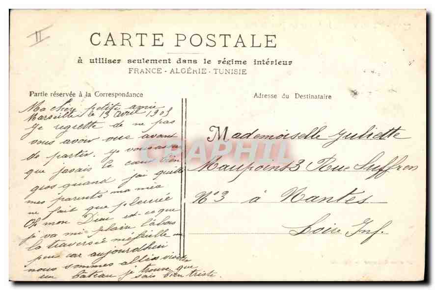 CPA Marseille La Jetee par un jour de Mistral  — Verso
