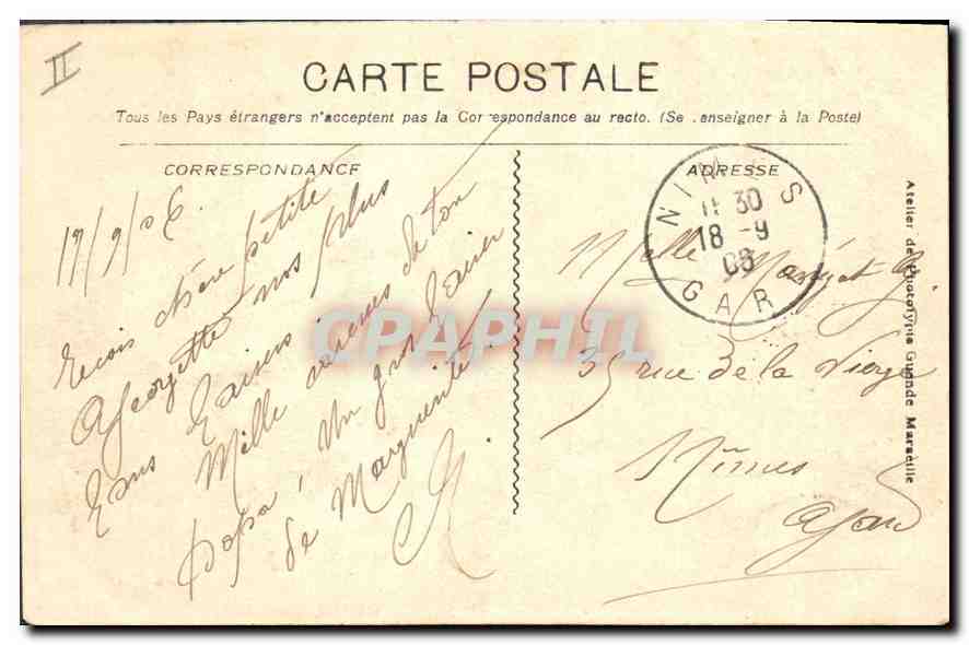 Marseille - La Jetée, Effet de Vagues — Atelier de Lithotypie Gugnde, n° 1744 — Verso