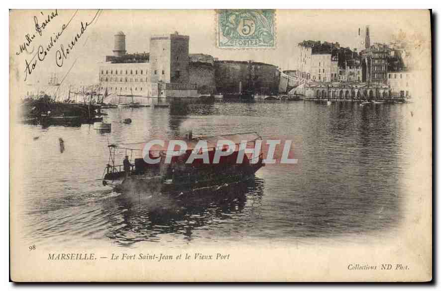 CPA Marseille Le Fort Saint Jean et le Vieux Port 
