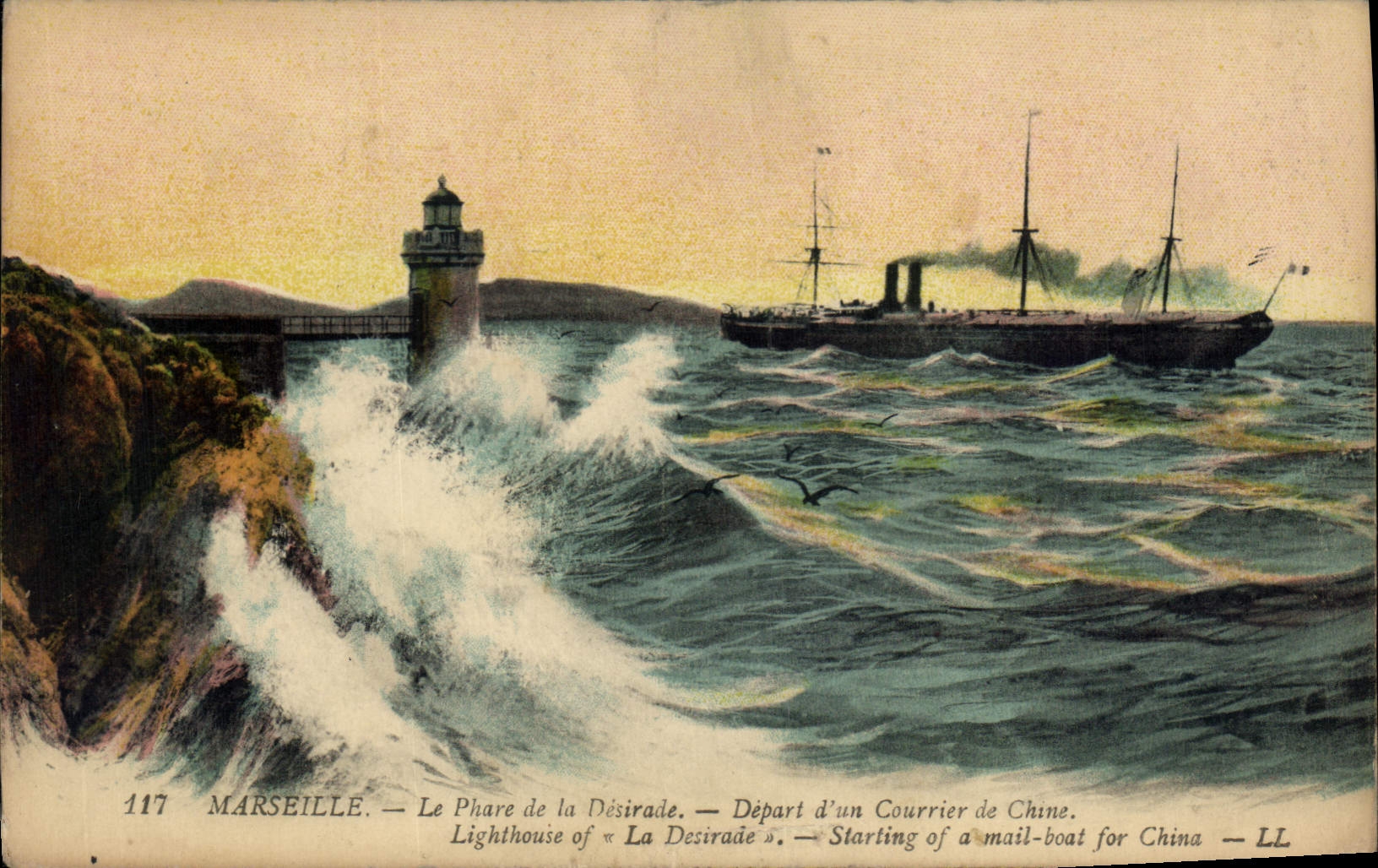CPA Marseille Le Phare de la Desirade Depart d'un Courrier de Chine 