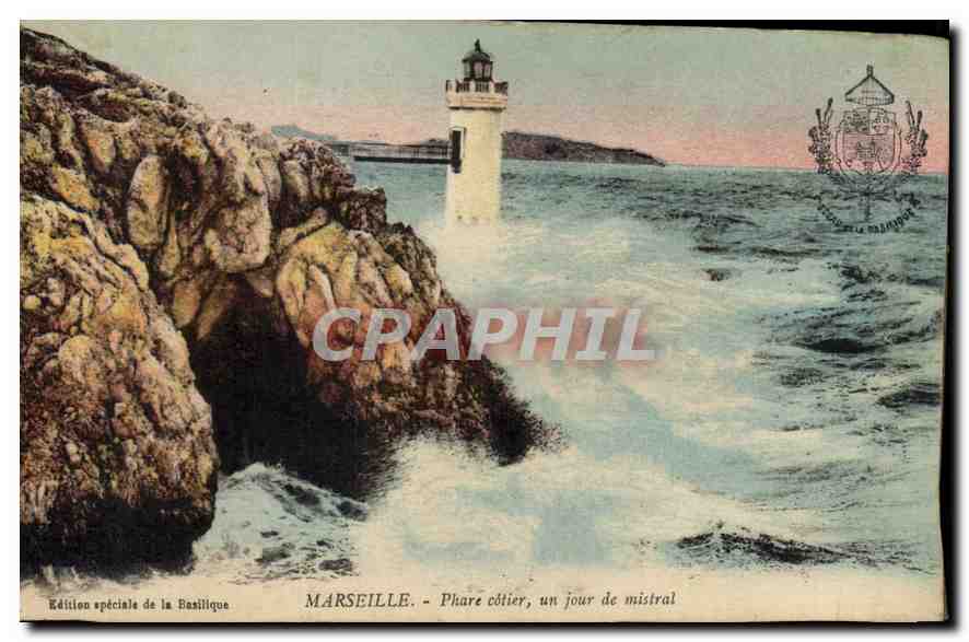 CPA Marseille Phare cotier un jour de mistral 