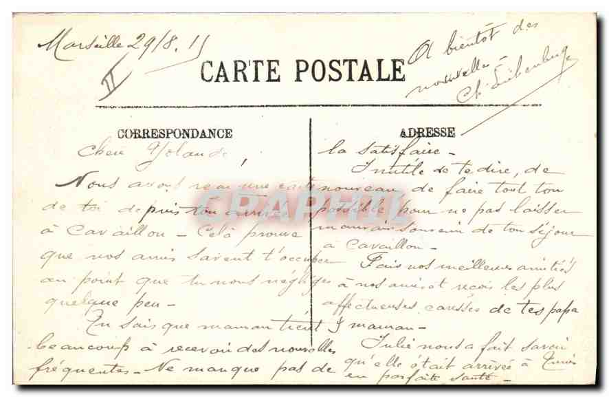 CPA Marseille Devant le Phare Ste Marie  — Verso