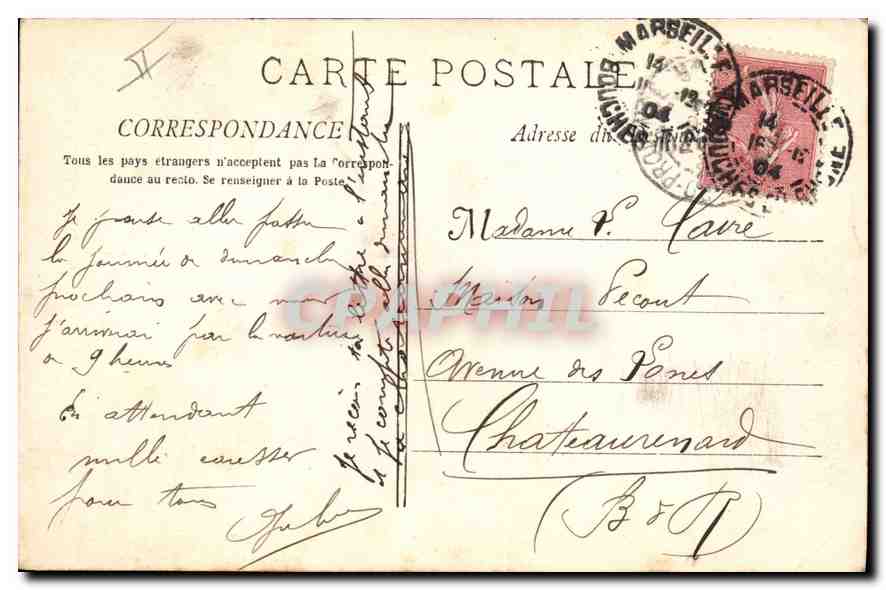 CPA Marseille Le Phare Sainte Marie  — Verso