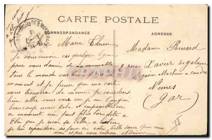 CPA Marseille Le Phare Sainte Marie  — Verso