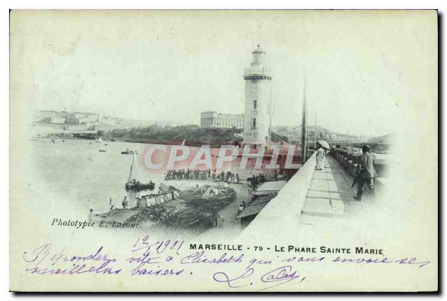 Marseille - 79 - Le Phare Sainte Marie — Phototypie E. Lacour