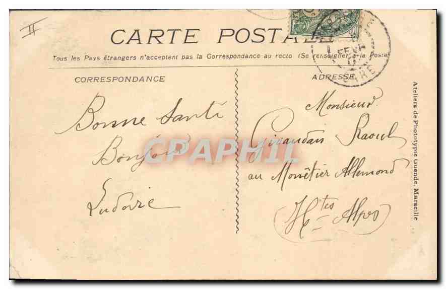 Marseille - La Jetée. Le Phare Ste-Marie — Gr. Marseille, éditeur non identifié — Verso
