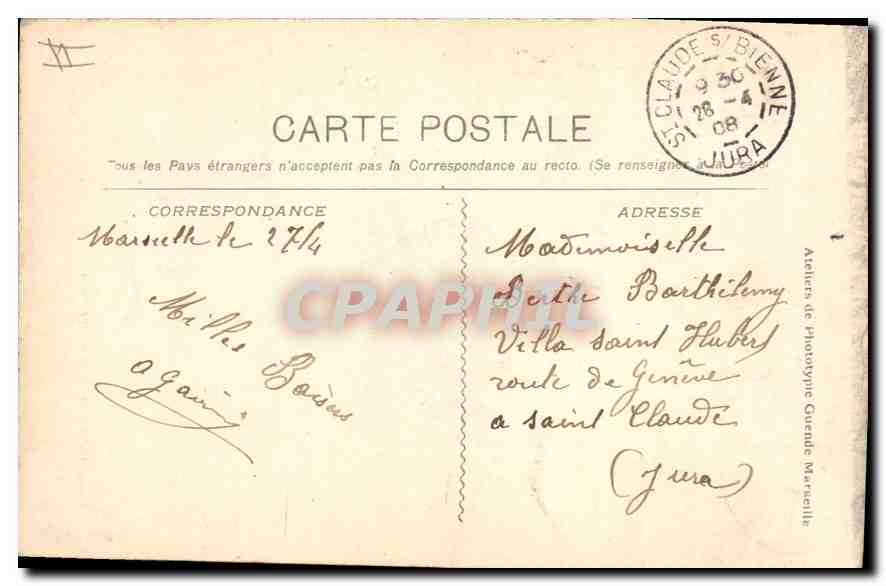 CPA Marseille La Pierres plates et le Phare Ste Marie  — Verso