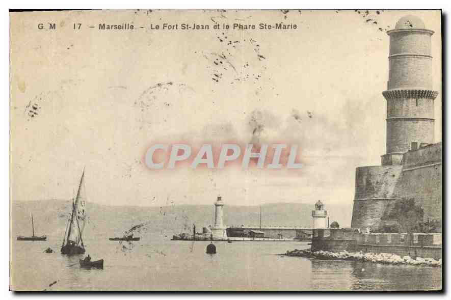 CPA Marseille Le Fort St Jean et Le Phare Ste Marie 