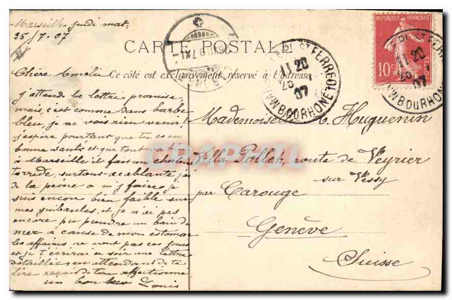 CPA Marseille Le Fort St Jean et Le Phare Ste Marie  — Verso