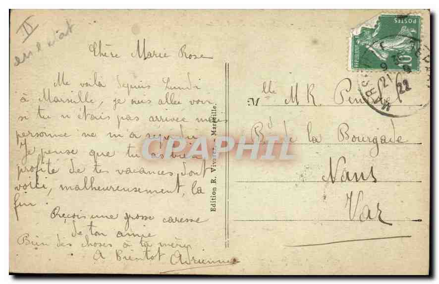 MARSEILLE - Entrée du Port. La Jetée et le Phare Ste-Marie. - R. V. — Verso