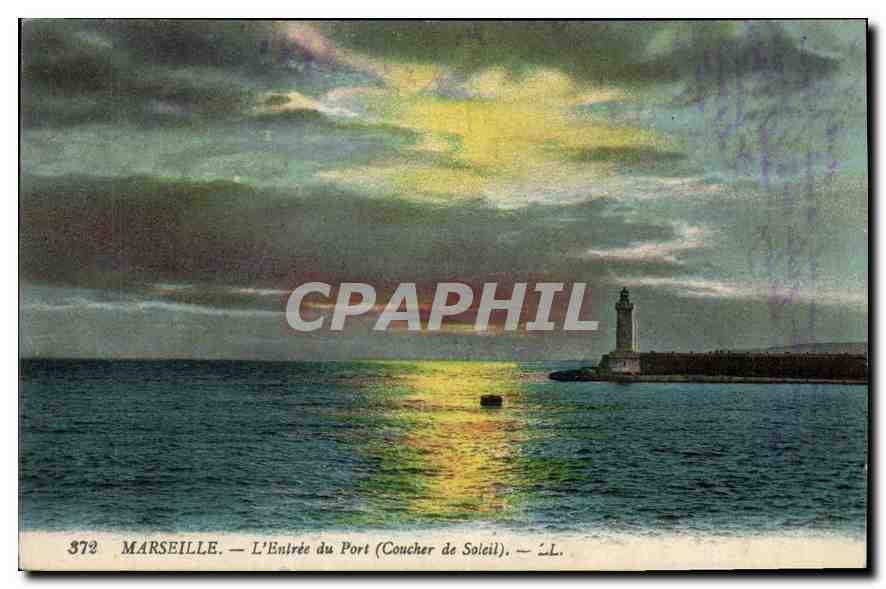 CPA Marseille l'entree du port Coucher de Soleil 