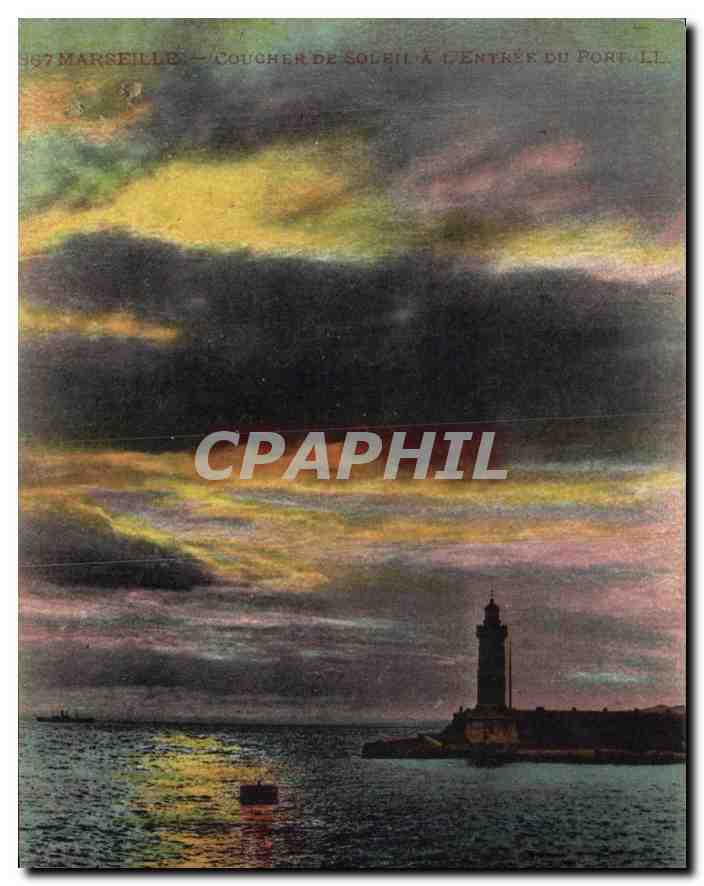Marseille — Coucher de Soleil à l'entrée du Port — Curte Postule