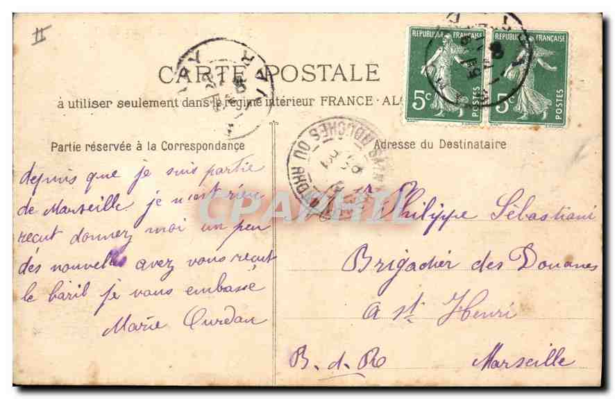 CPA Marseille la Phare Sainte Marie  — Verso
