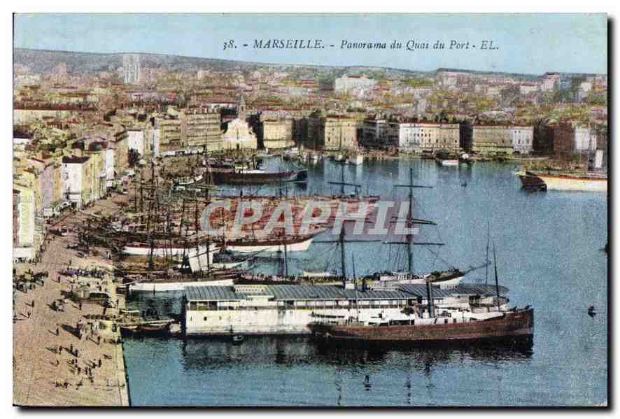 CPA Marseille panorama du Quai du port 