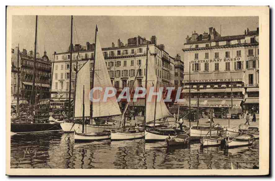 CPA Restaurant Basso Marseille un coin du Vieux port 