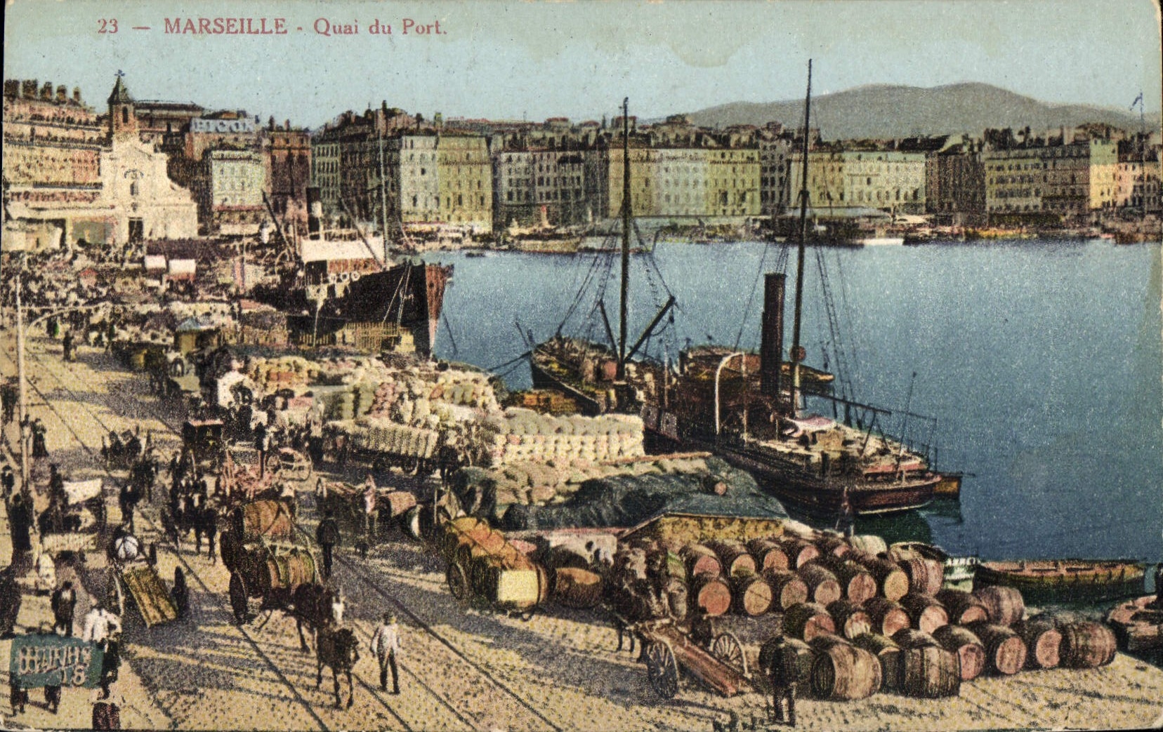 Marseille - Quai du Port — vue du port avec bateaux et tonneaux — Édition Nouvelles Série, Marseille