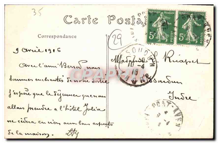 CPA Pont Aven le Bois d'Amour  — Rückseite