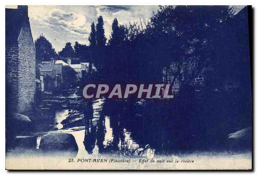 CPA Pont Aven Finistere Effet de Nuit sur la Riviere 
