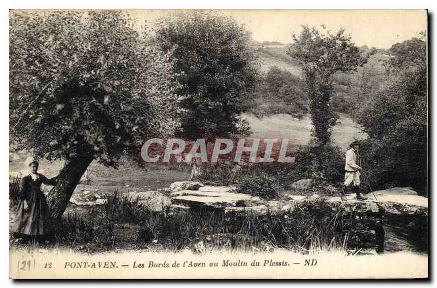 CPA Pont Aven les Bords de l'Aven au Moulin du Plessis 