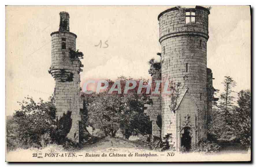 CPA Pont Aven Ruines du Chateau de Rustephan 
