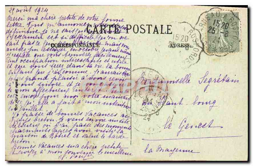 CPA Pont Aven Les Bords de l'Aven au Bois d'Amour  — Rückseite