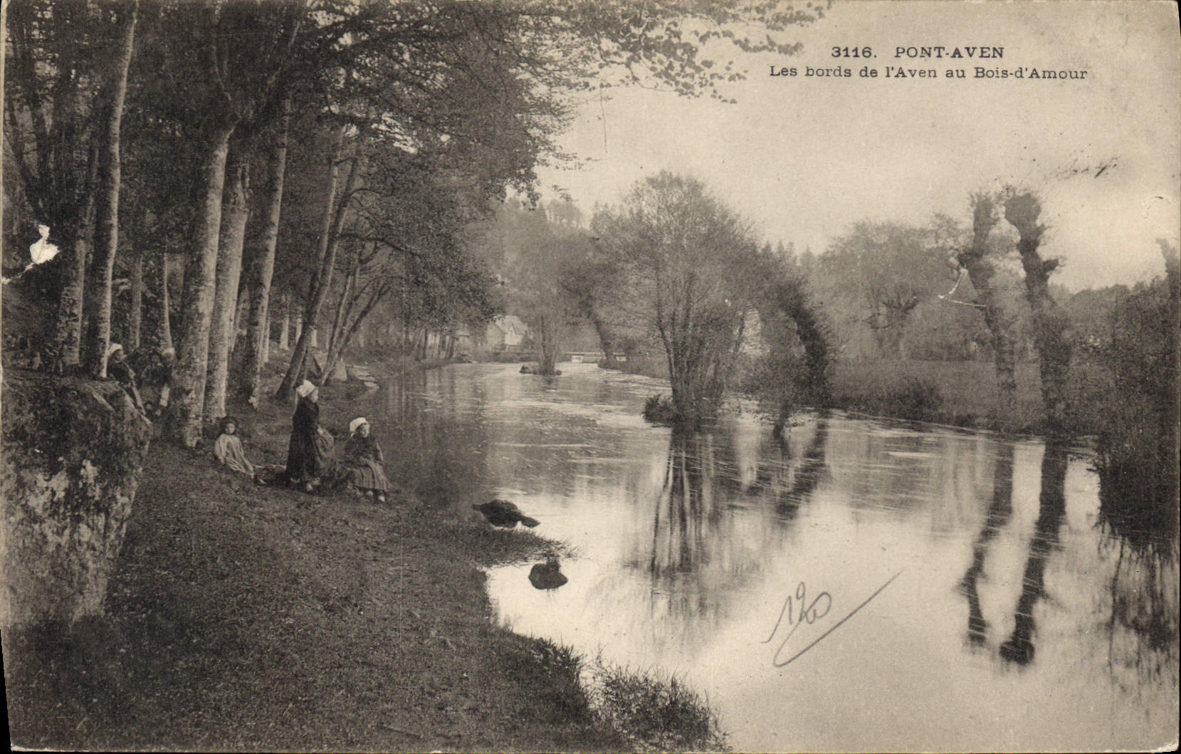 CPA Pont Aven Les bords de l'Aven au Bois d'Amour 