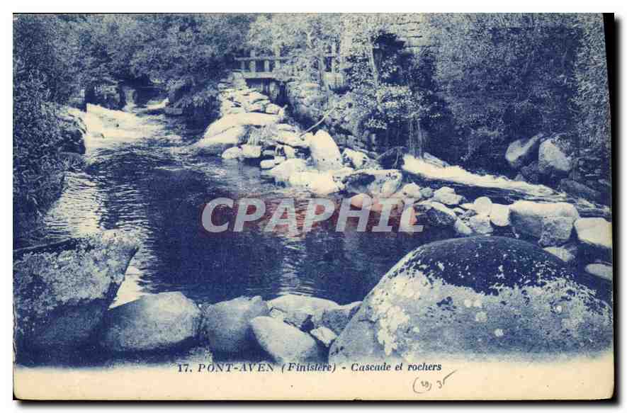 CPA Pont Aven Finistere Cascade et rochers 