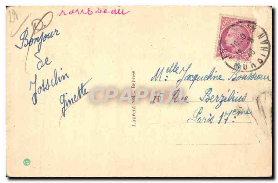 CPA Jeune Fille de Pont Aven  — Rückseite