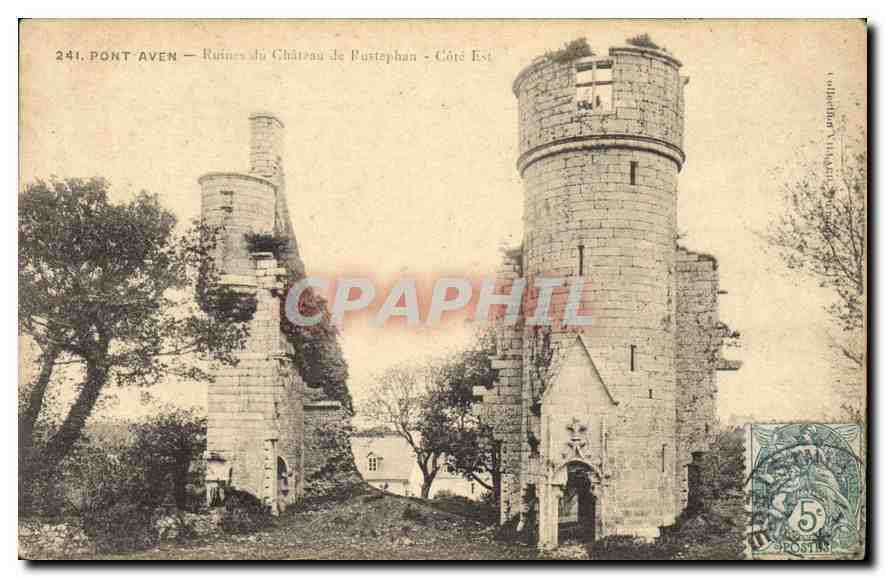 CPA Pont Aven Ruines du Chateai de Rustephan 