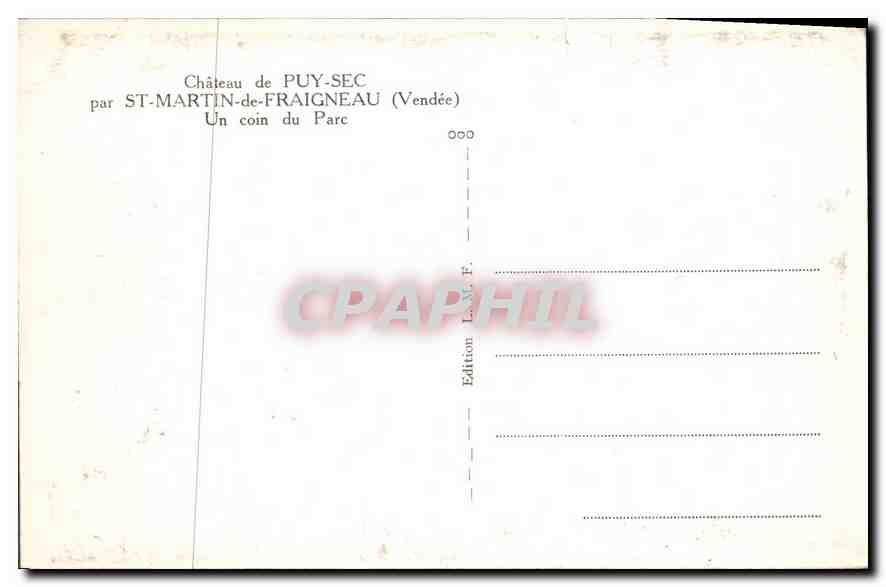 Château de PUY-SEC — Un coin du Parc — Édition L.M.F. — Rückseite