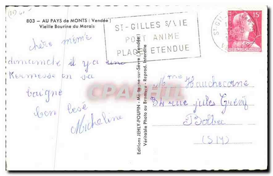 Vieille Bourine du Marais — Pays de Monts (Vendée) — Éditions JEHLY-POUPIN — Verso