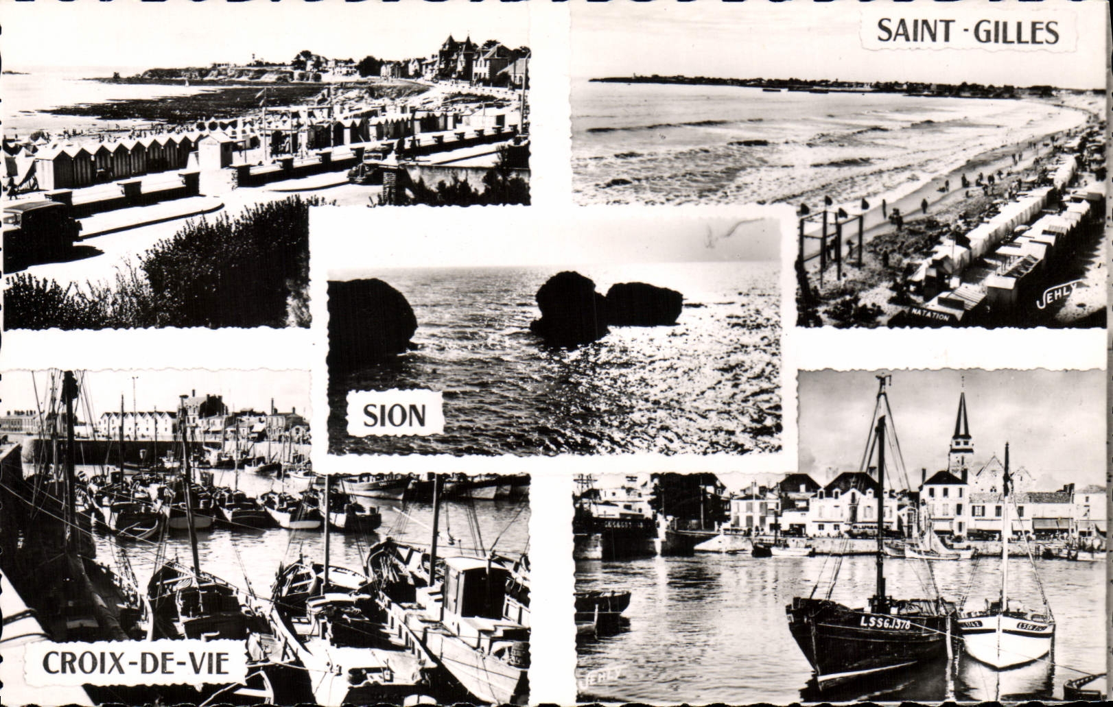 Saint-Gilles, Sion, Croix-de-Vie — collages de paysages côtiers — JEHLY