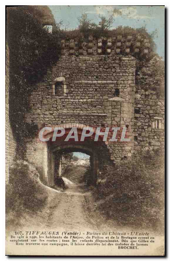 Tiffauges (Vendée) — Ruines du Château — L'Entrée — Phototypie J. Brochet