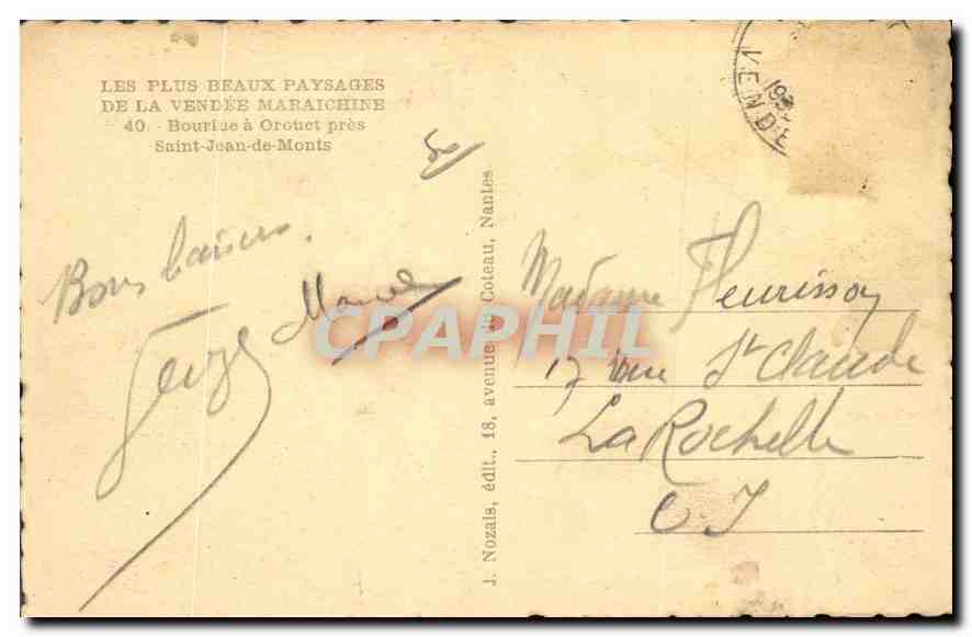CPA Les plus Beaux paysages de la Vendee Maraichine Bourine a Orguet pres Saint Jean de Monts  — Verso
