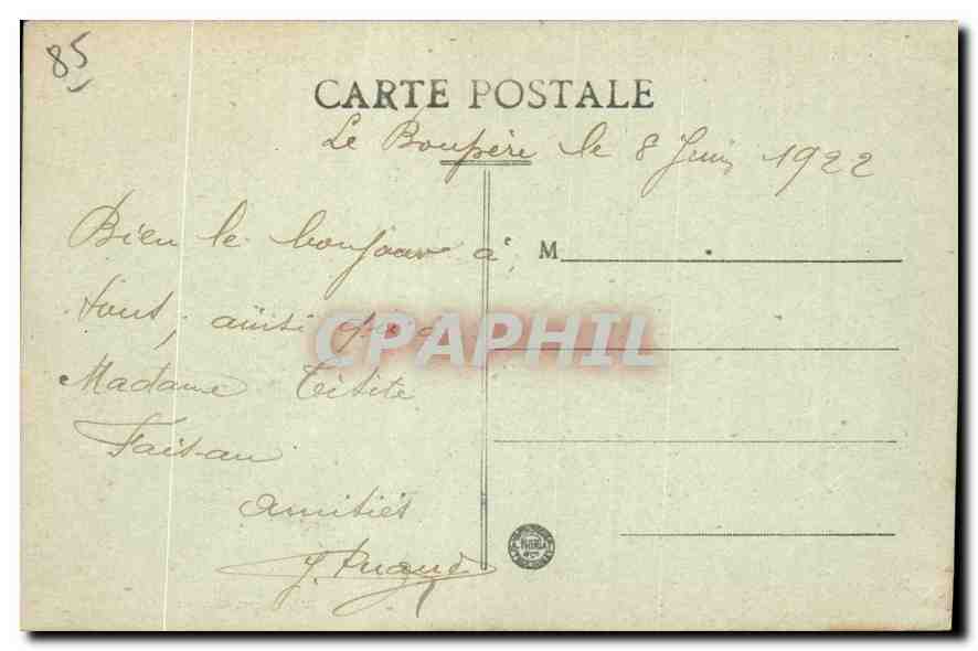 Le Boupère (Vendée) — Vue d'ensemble — éditeur anonyme, n° 3255 — Verso