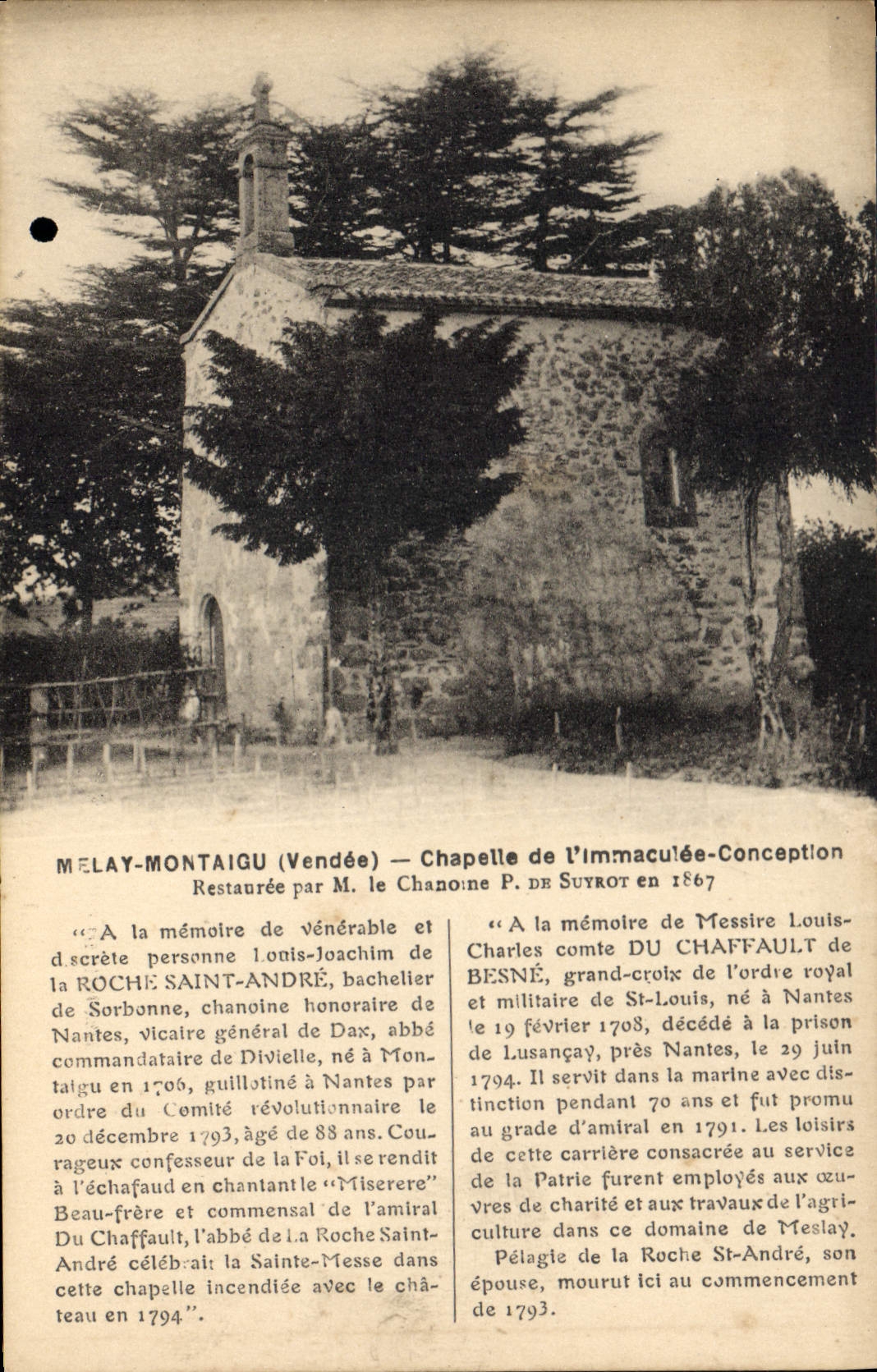 CPA Melay Montaigu Vendee Chapelle de l'immaculee Conception restauree par M le Chanoine P de Sutrot