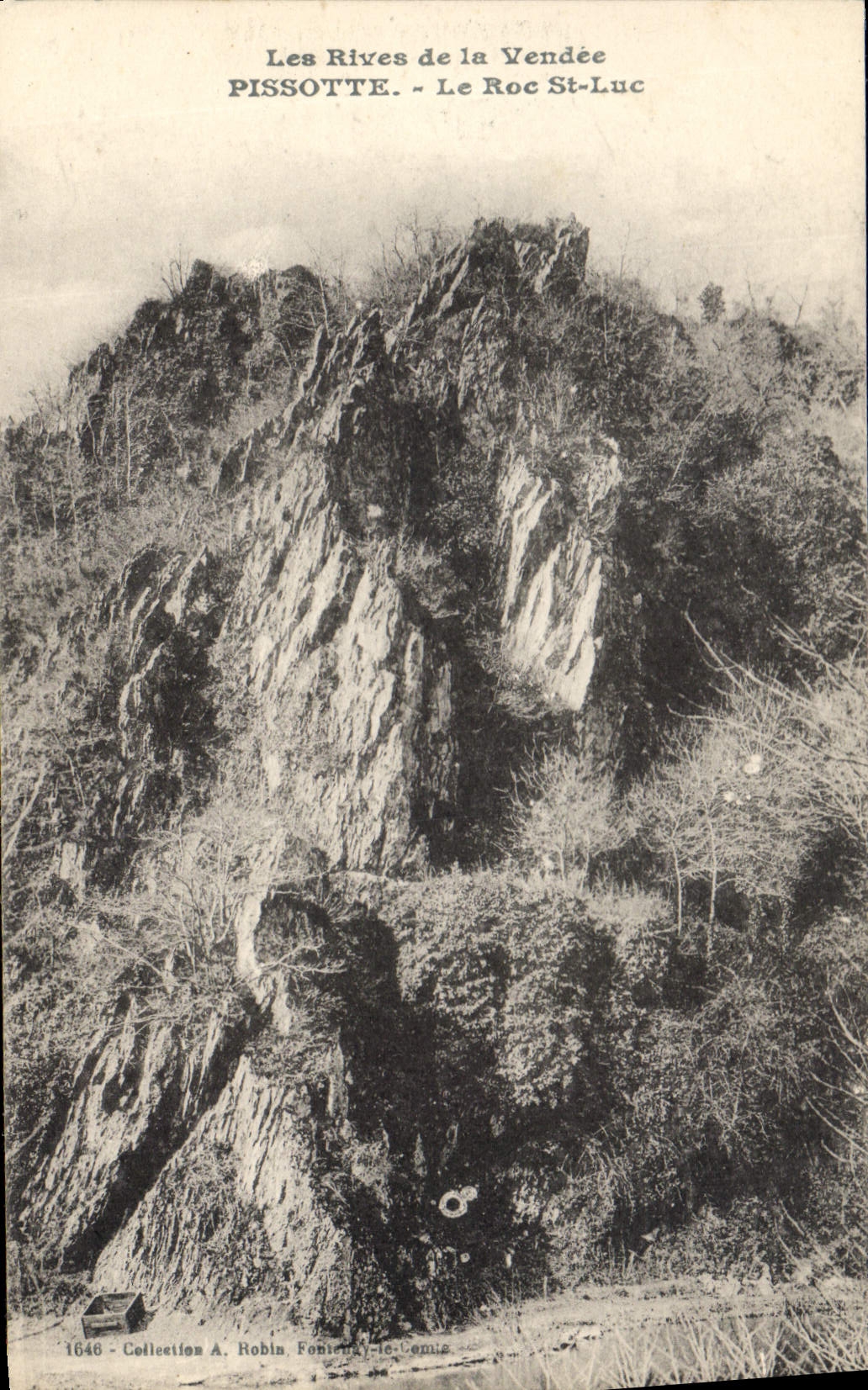 Le Roc St-Luc — vue du rocher dans les Rives de la Vendée — Pissotte, éditeur A. Robin, n° 1648