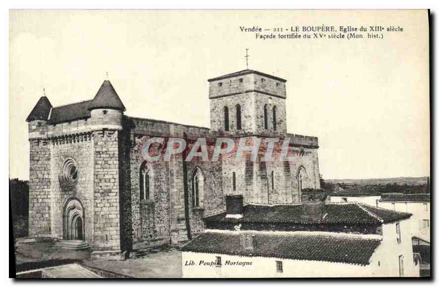 Le Boupère - Église du XIIIe siècle, façade fortifiée du XVe siècle (Mon. hist.) — Lib. Poupin, Mortagne