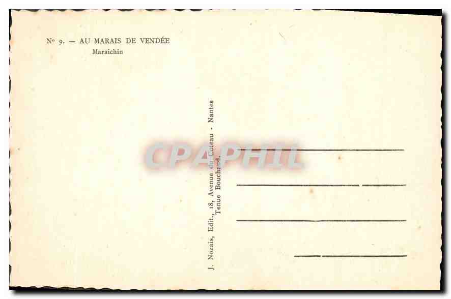 Porträt eines alten Mannes — Bleistiftzeichnung — J. Nozais, Verlag, Nantes — Rückseite