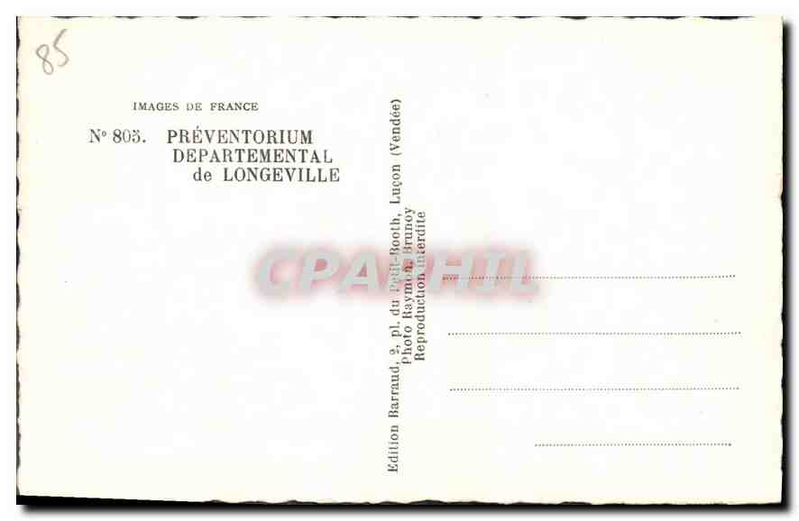 Departementales Präventorium von Longeville — Verlag Raymou, Nr. 803 — Rückseite