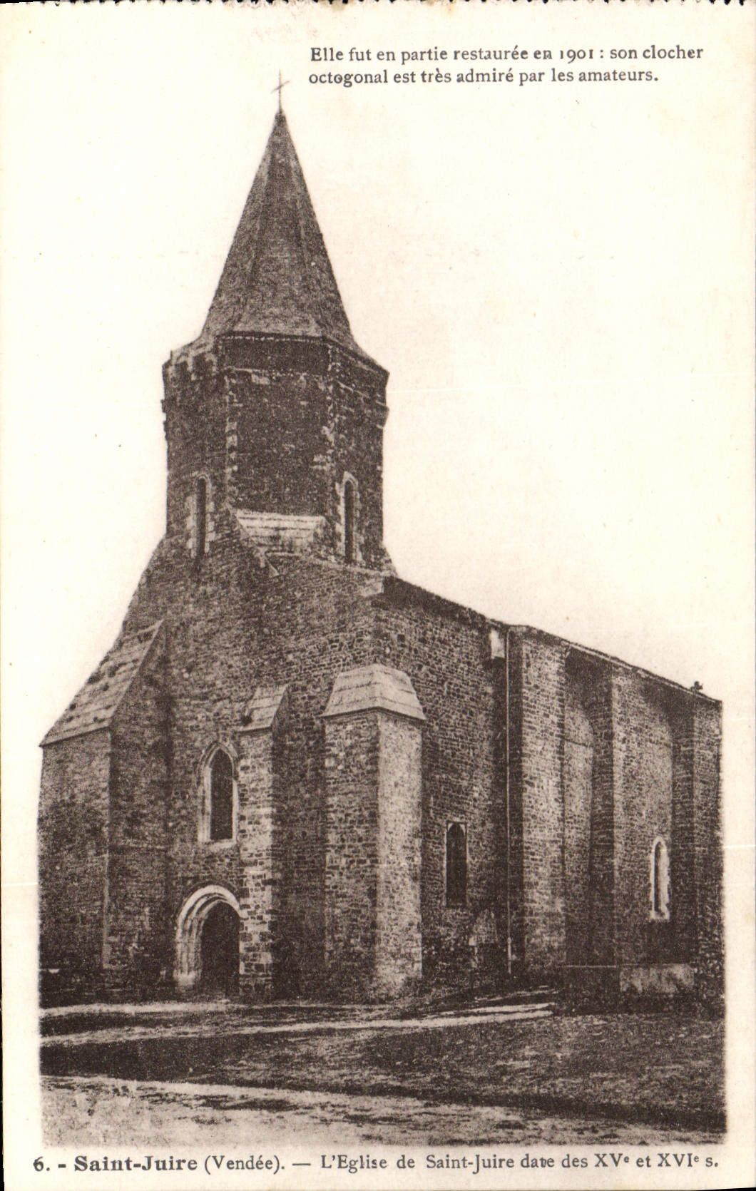 Saint-Juire (Vendée) — L'Église de Saint-Juire date des XVᵉ et XVIᵉ s. — Phototypie Jehly-Poupin-Mortagne