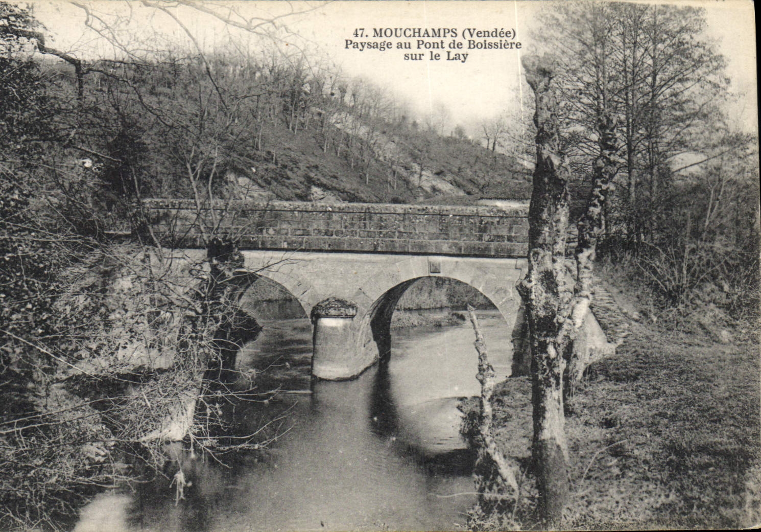Mouchamps (Vendée) — Paysage au pont de Boissière sur le Lay — Imprimerie Jehly-Kopin, Mortagne