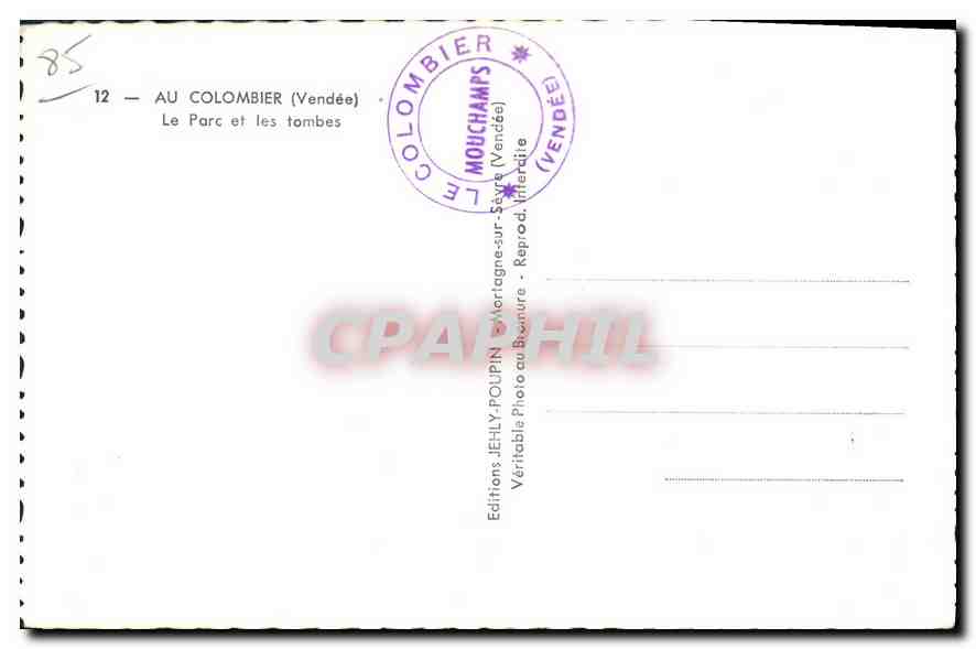 CPA Au Colombier Vendee le parc et les tombes  — Rückseite