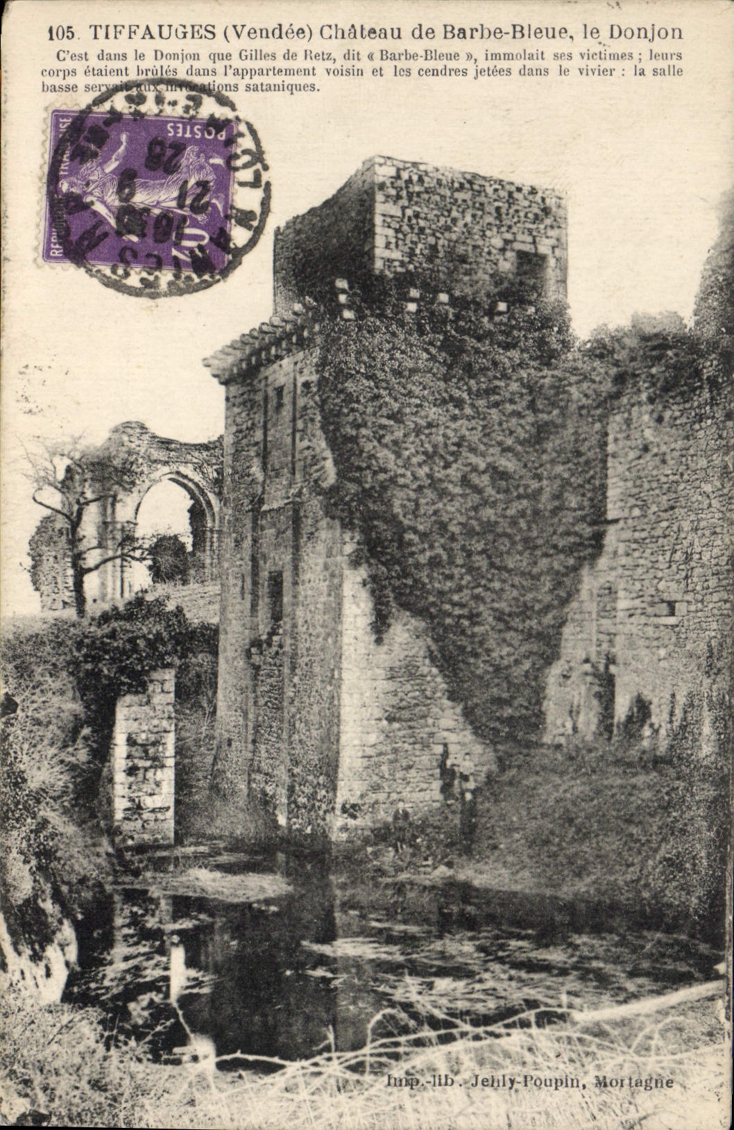 Tiffauges (Vendée) — Château de Barbe-Bleue, le Donjon — Imp. Lib. Jehly-Pouplin, Mortagne