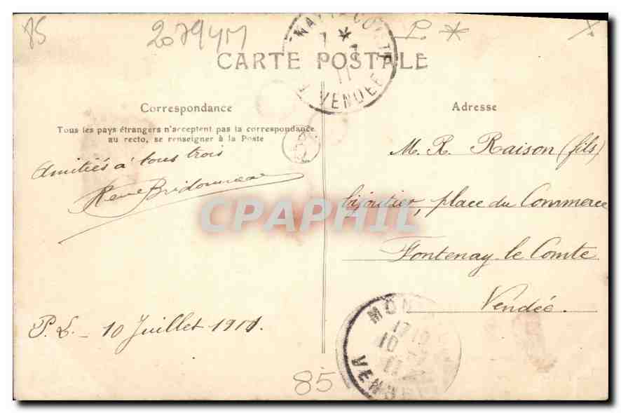 CPA Vendee la Maine a Montaigu Peche Pecheur — Back