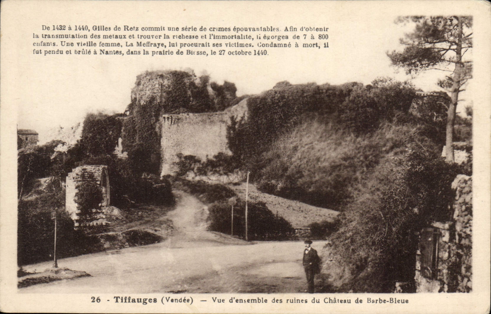 CPA Tiffauges Vendee vue d'ensemble des Ruines du chateau de Barbe Bleue 