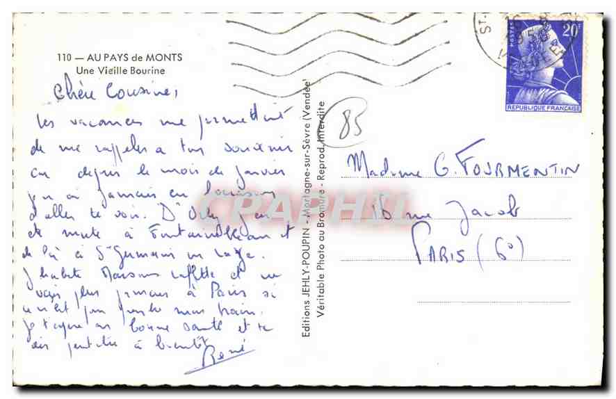 Une Vieille Bourrine — Au Pays de Monts — Éditions JEHLY-POULPIN — Verso