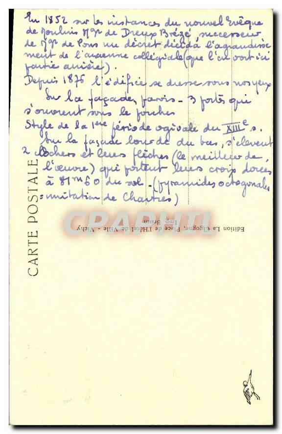 CPA Moulins la cathedrale  — Verso